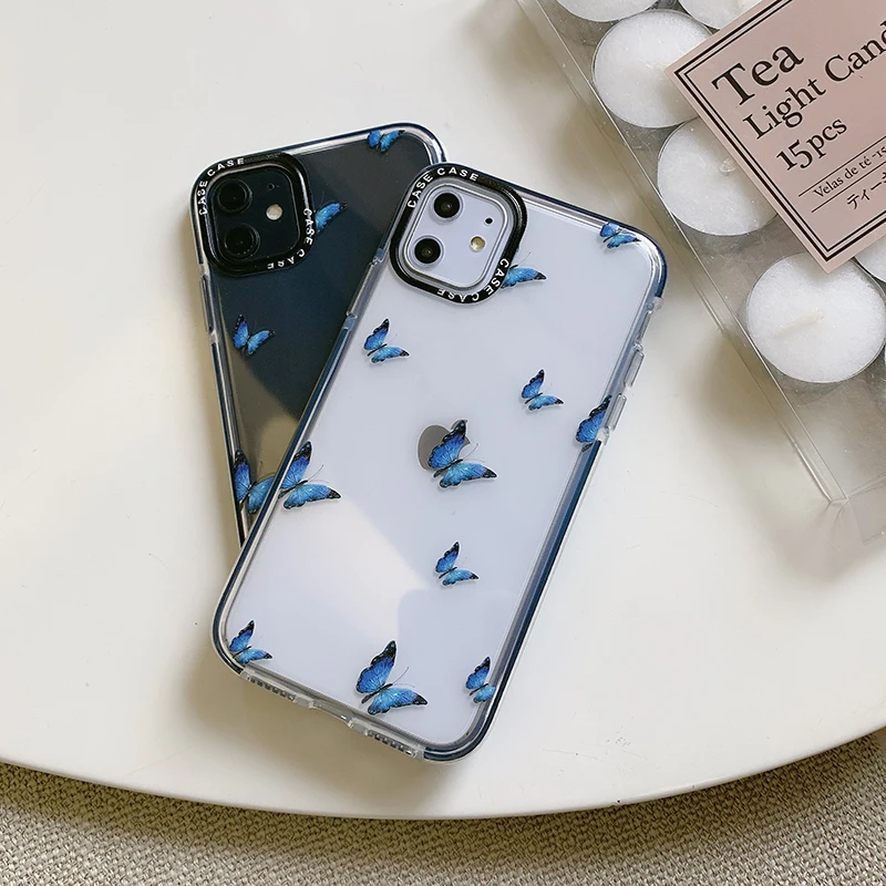 Beauty Blue Butterfly защитный чехол для телефона iphone 11 Pro 12 Max XR X XS 7 8 6 6S Plus мягкая