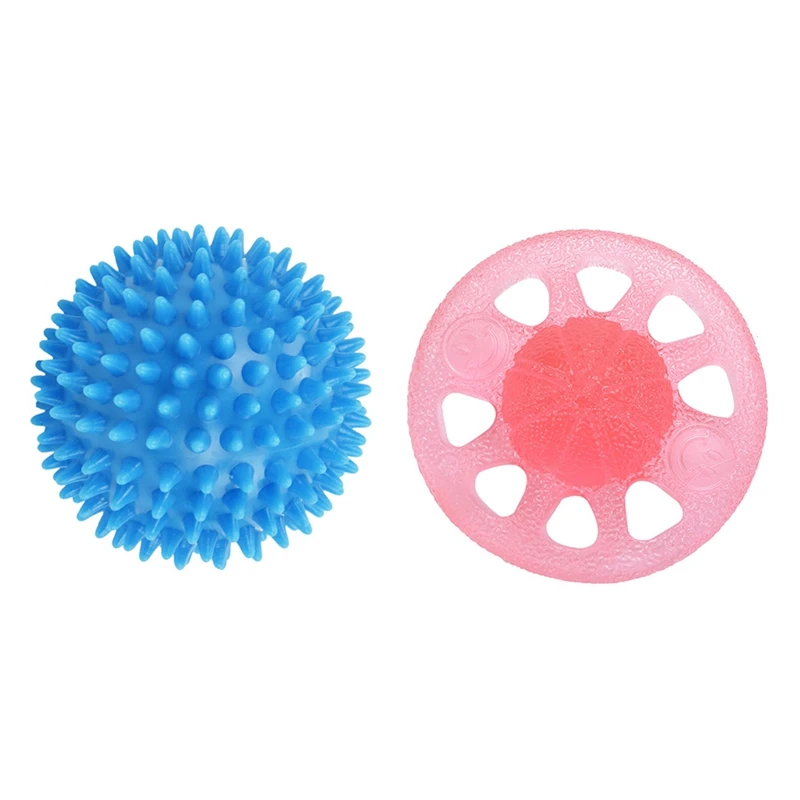 

Spiky Massage Ball, 7.5cm (Sky Blue) & Squeeze and Flex Finger Extension Trainer Therapy Stress Ball Training