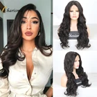 Харизма, волнистые парики на сетке спереди для женщин, темно-коричневые синтетические волосы, бесклеевые парики на сетке с естественной линией волос