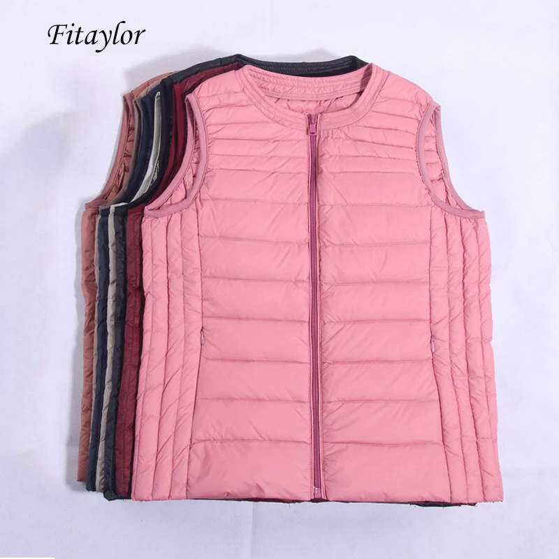 Fitaylor Новый женский зимний 90% белый утиный пух жилет ультра легкий без рукавов