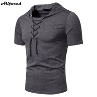 2021 new mens sexy v neck bandage t shirt male casual solid t shirt sexy hollow out white black short sleeve tshirt tops s 2xl