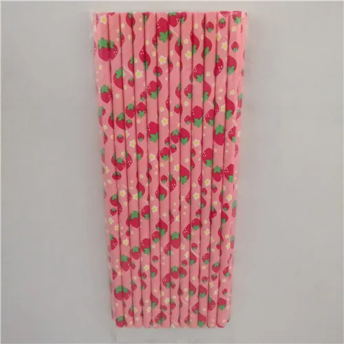 Strawberry 25 шт./лот Горячая Мода Розовая клубника ананас арбуз бумага соломинки для детей принадлежности для дня рождения свадьбы трубочки для питья на вечеринке - Цвет: Strawberry