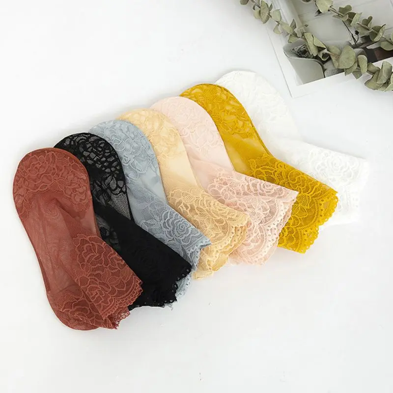 

Women Sexy Hollow Fishnet Ankle Socks Floral Lace Splice Anti-Skid Tube Hosiery R9JE