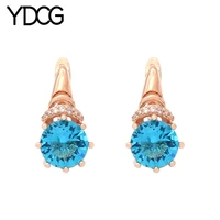 ydcg 2020 korean new fashion elegant round cubic zirconia dangle earrings 585 rose gold earrings for women wedding jewelry gift