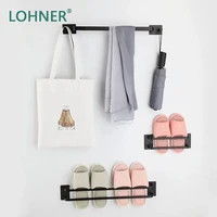 lohner bathroom shelves organizer shower shelf alumimum slippers rack hole free door hanging toilet storage wall draining towel