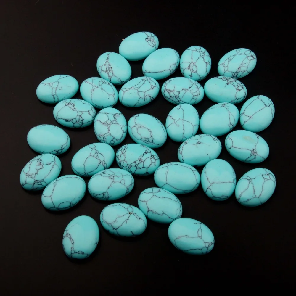 

New Style 10pcs Natural Stone Beads Blue Turquoise Cabochon No Hole Beads Pendants for Making Jewelry DIY Accessories Oval Shape