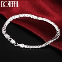 doteffil 925 sterling silver 6mm side chain bracelet for women fashion wedding engagement party charm jewelry
