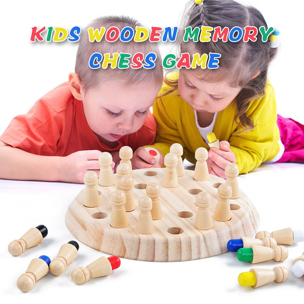 

Детские интеллектуальные игрушки, красочные шахматы с памятью, деревянные шахматы с памятью, шахматы, игра с памятью, развивающие шахматы, С...