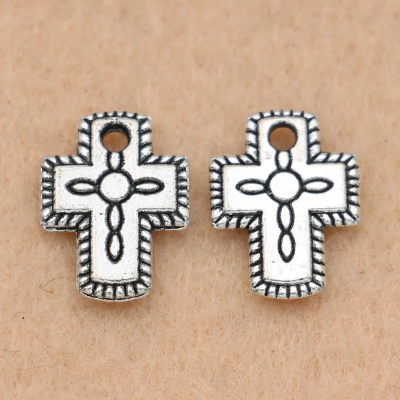 

20PCS Antique Silver Plated Crosses Jesus Charm Pendant Diy Jewelry Making Bracelet Necklace Handmade 13x9mm