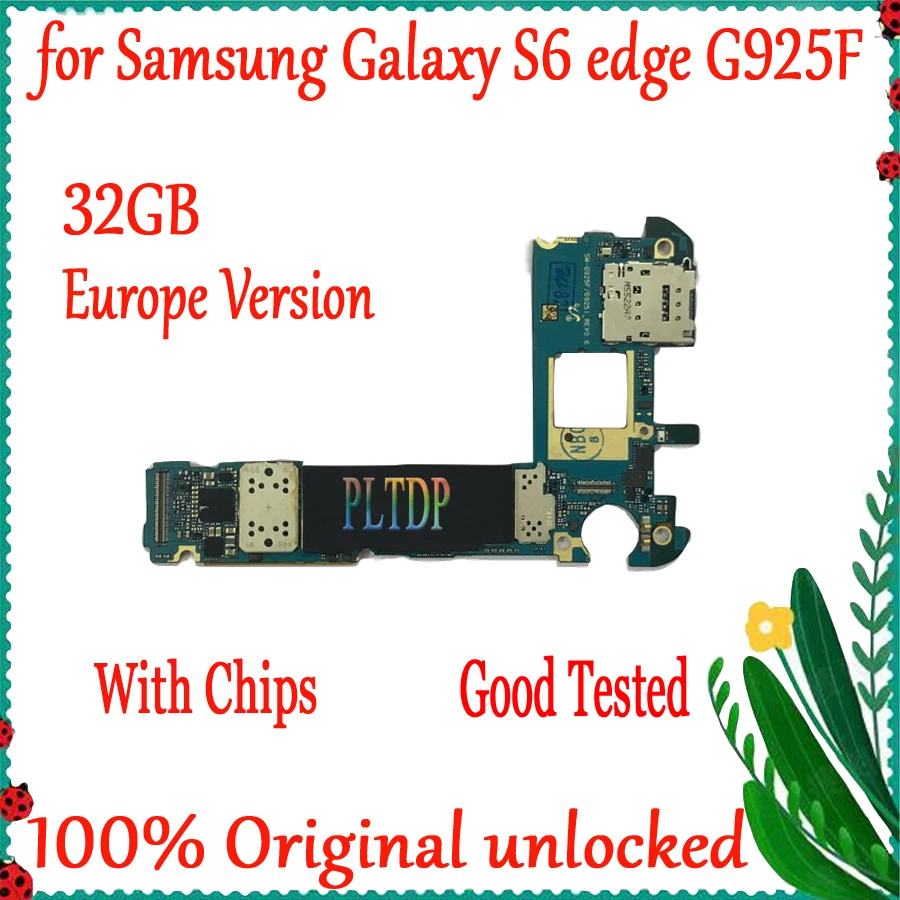 Оригинальная разблокированная материнская плата 32 ГБ для Samsung Galaxy S6 edge G925F