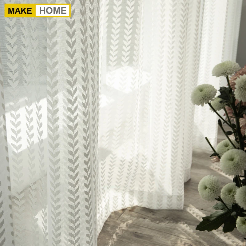 

Leaves Jacquard Tulle Curtains for Living Room The Bedroom Modern Sheer Curtains for Window Thick Fabric Blinds Drapes