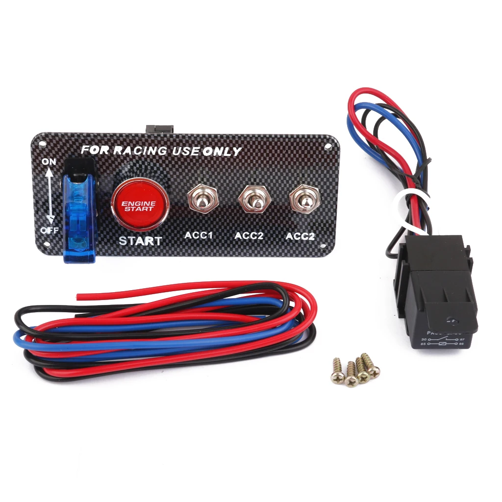 

DC12V гоночный автомобиль синий светодиодный переключатель зажигания Панель пусковая кнопка комплект