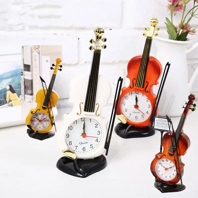 Творческий скрипки настольные часы Ретро Классическая Скрипка будильник дома
