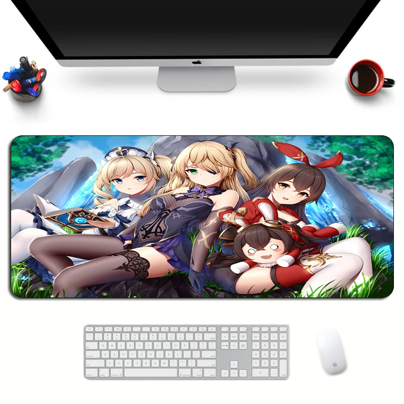 genshin impact gaming mouse pad anime large custom sexy mousepad durable rubber kawaii xl cartoon keyboard laptop fashion mat free global shipping