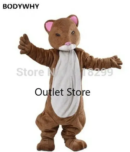Koop Cute Furry Hamster Mascot Costume Cosplay Brown Mouse Fursuit Carnival Stage Performance Costume Set
