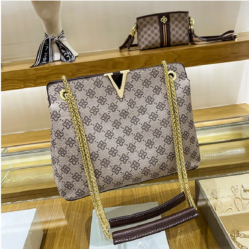 Luxury Designer 2021 New Fashion Retro Print Chain Underarm Bag High Quality Leather Crossbody Shoulder Bag Sac De Luxe Femme Cc