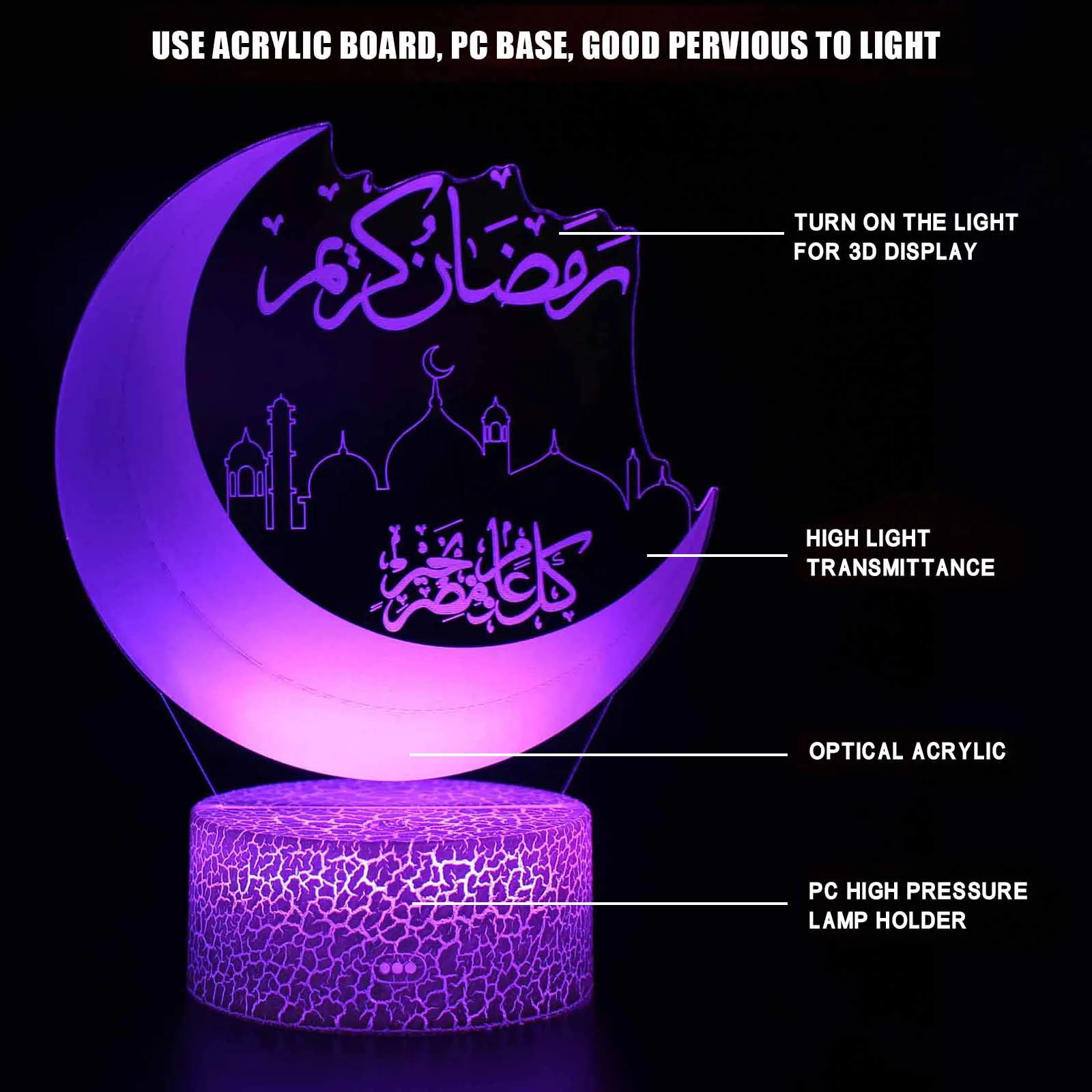 

Eid Mubarak Candles Light Ramadan 7 Led Color Diy Lamp Moon Night Light Home Table Decor Eid Wooden Decor Ramadan