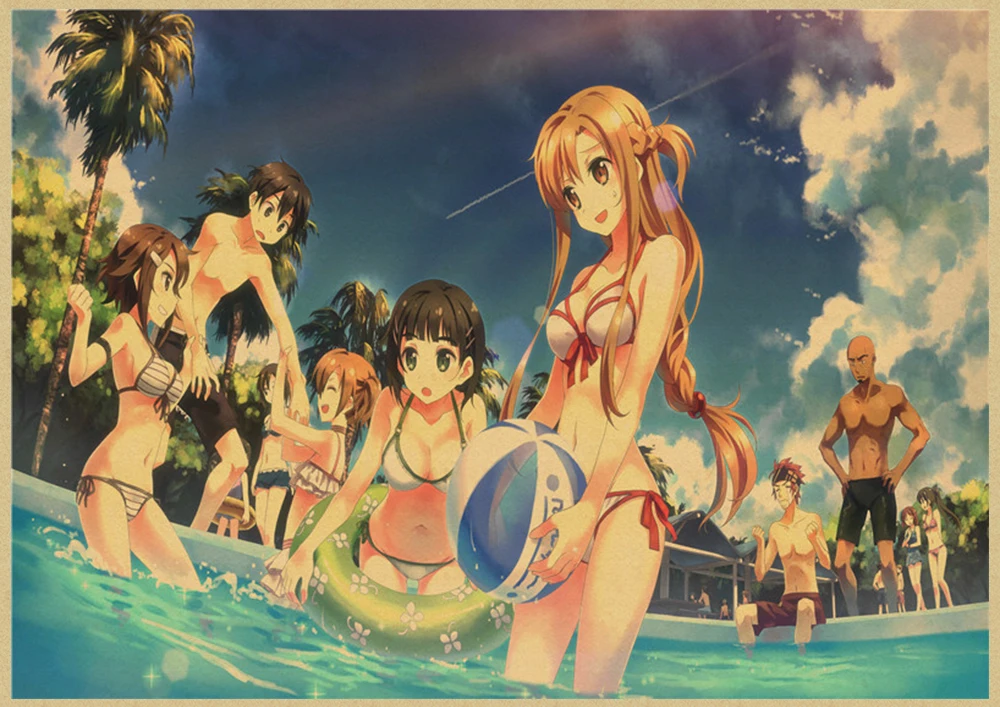 Японский аниме меч искусство онлайн крафт бумага плакат печать художественные