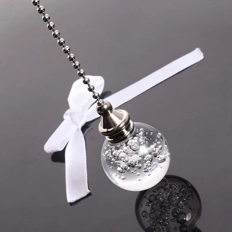 

2Pcs Crystal Bubble Ball Dazzling Ceiling Fan Pull Chain Pull Chain Extension with Connector for Ceiling Light Fan