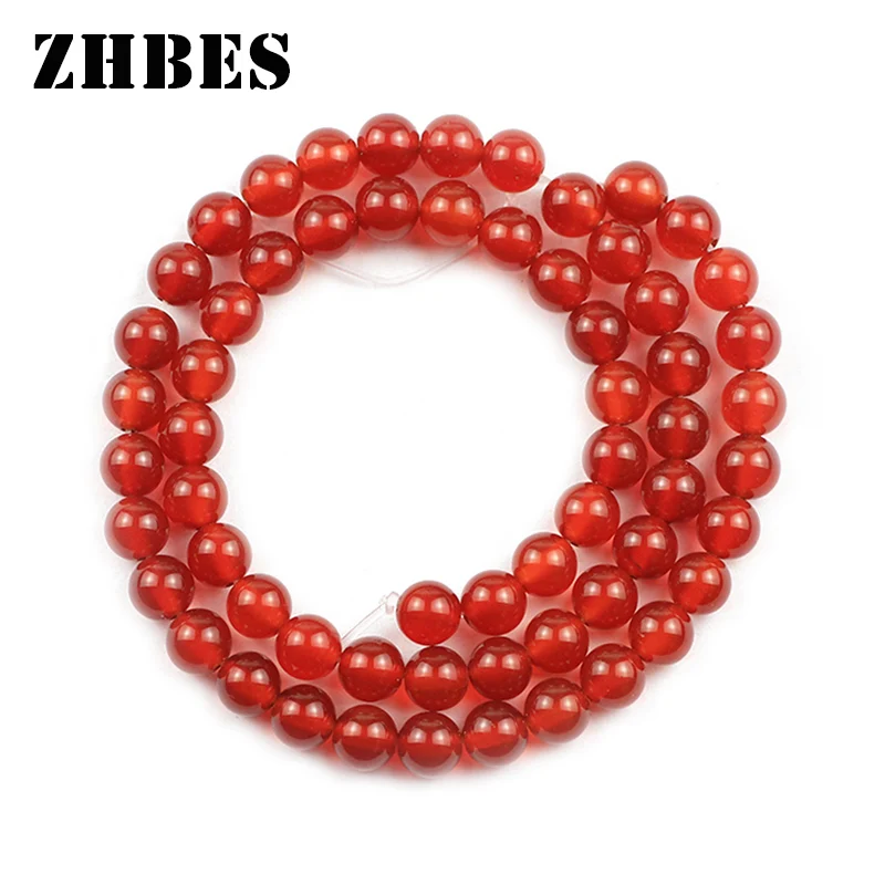 Круглые бусины с отверстием из натурального красного агата Ониксовые 4/6/8/10/12 мм