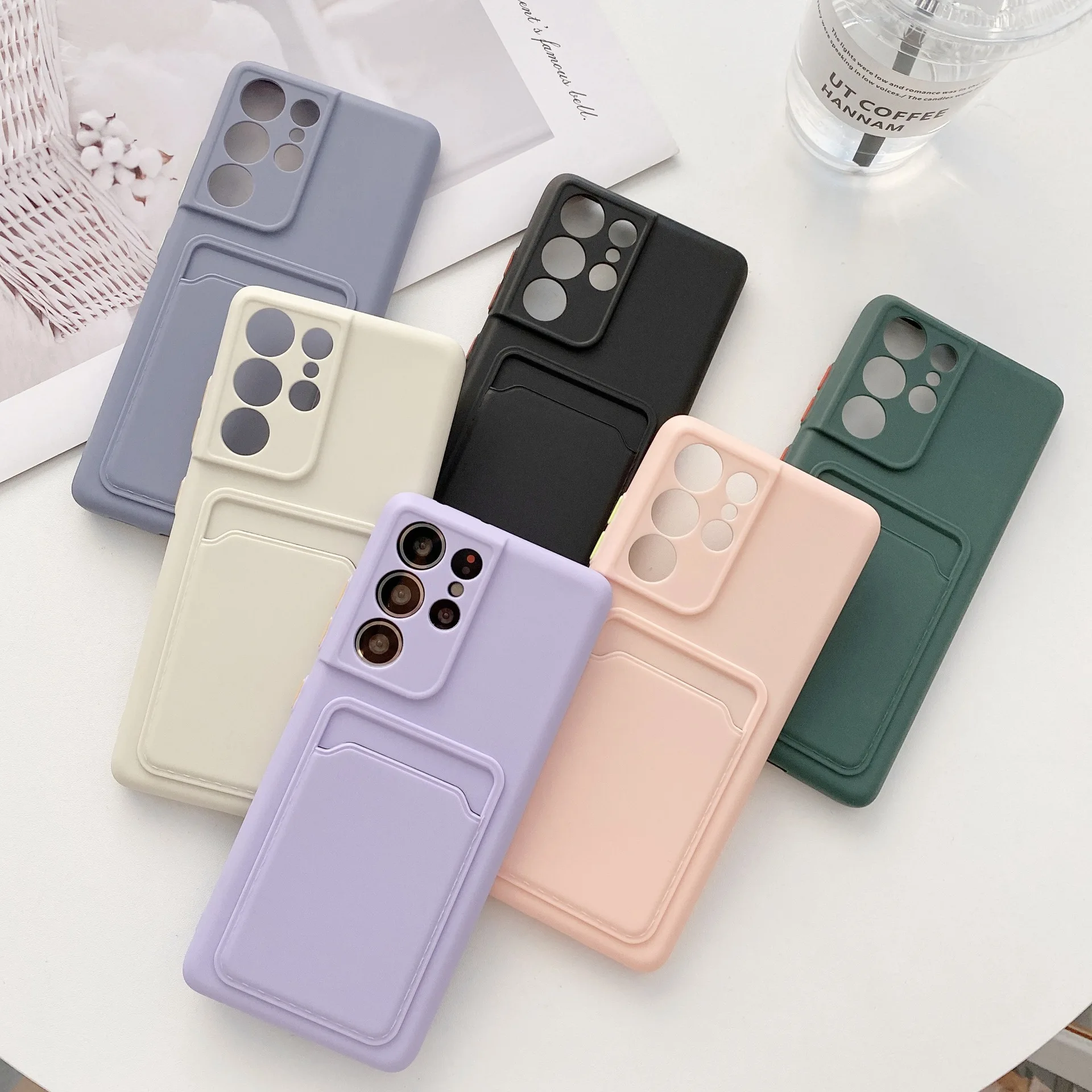 

For Samsung series A52 Frosted mobile case S20FE Imitation Liquid integrated card case S21Ultra Mobile case