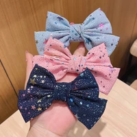 colorful five pointed star hair clip bow hairpin female back head fixed hair ponytail girls hair accessories tire wholesale