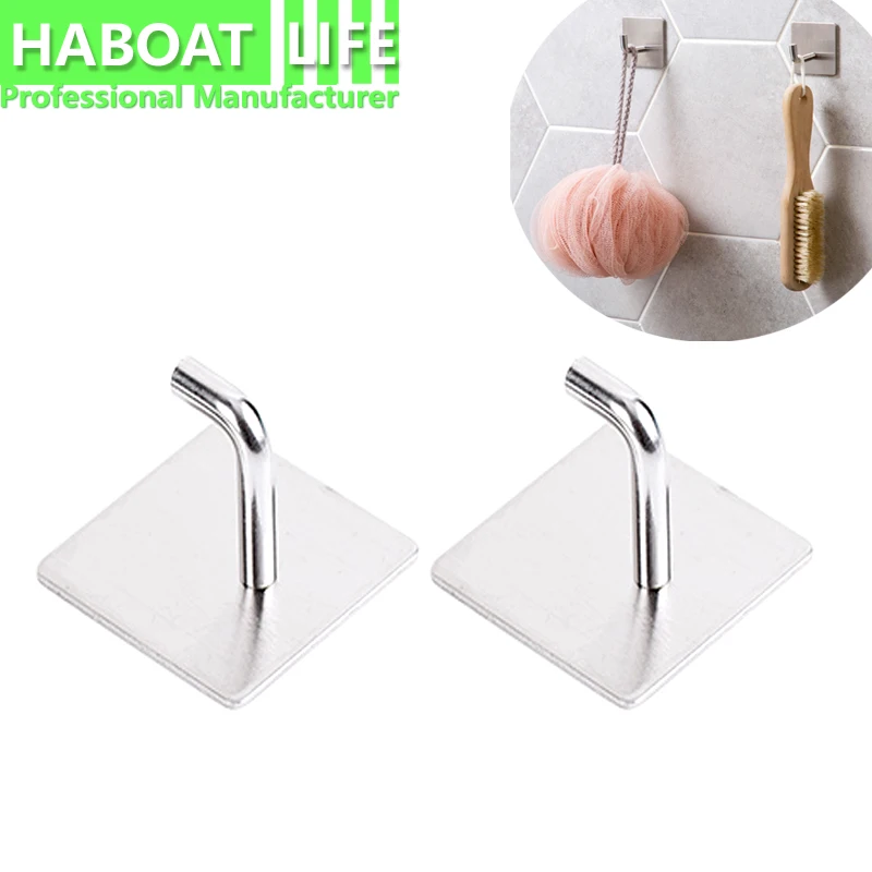 

2pcs Stainless Steel Wall Hook Self Adhesive Strong Viscose Kitchen Peg Bathroom Fixture Accessories G1