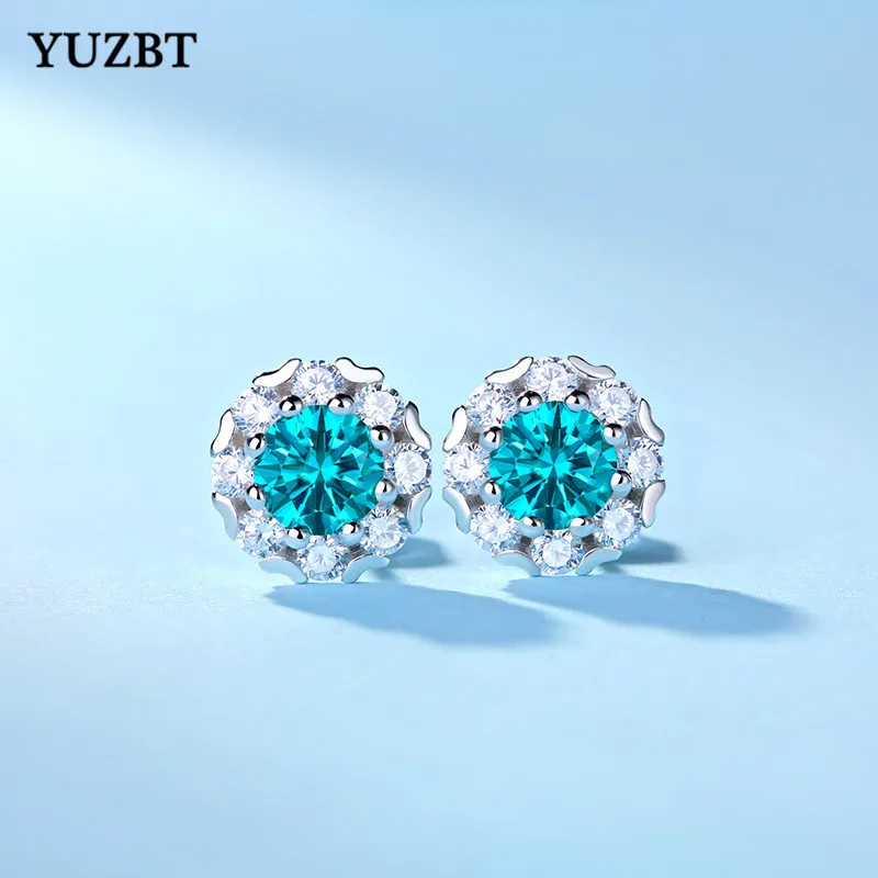 YUZBT 18K покрытые белым золотом бриллиантовая огранка всего 1 карат Круглый