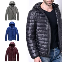 lightweight winter down jacket men feather hooded coat youth slim fit coat down jackets padded outwear 2021