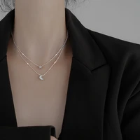 sipengjel double layer star moon pendant necklace collares delicate clavicle chain necklace for women fashion jewelry gift 2021
