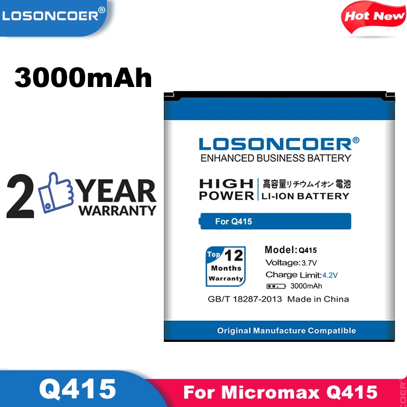 LOSONCOER 3000 мАч Q415 Высококачественный аккумулятор для телефона Micromax Canvas Pace