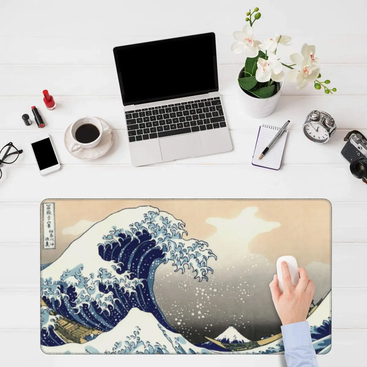 

Great Wave Off Kanagawa Hokusai Mouse Game Mouse Pad Office Carpet Mount Fuji Art XXL Non-Slip Rubber Mousepad for Computer