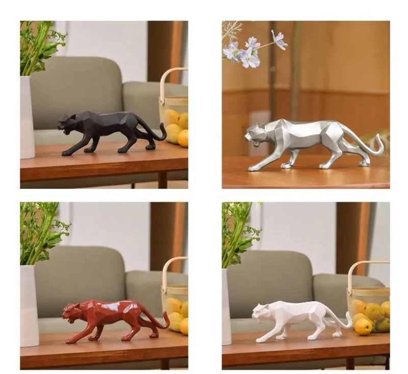 

Luipaard Standbeeld Beeldje Moderne Abstracte Geometrische Stijl Hars Panter Dier Grote Ornament Woondecoratie Accessoires