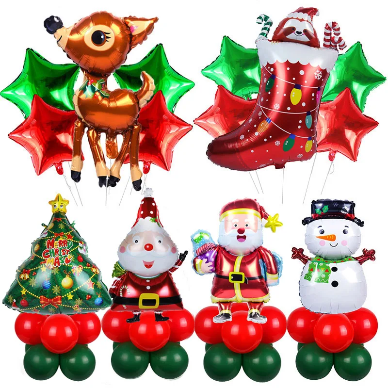 

5pcs Christmas Balloons navidad Globos Christmas Party Decorations Santa Claus Sock Foil Balloon Set For Home Xmas Noel Air Ball