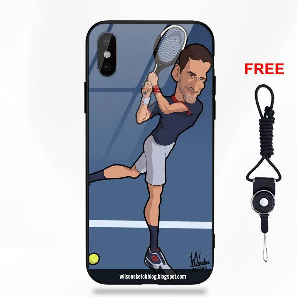 Tennis Novak Djokovic для Apple iPhone 5 5C 5S SE 6 6S 7 8 Plus X XS Max XR мягкая рамка из ТПУ закаленное стекло