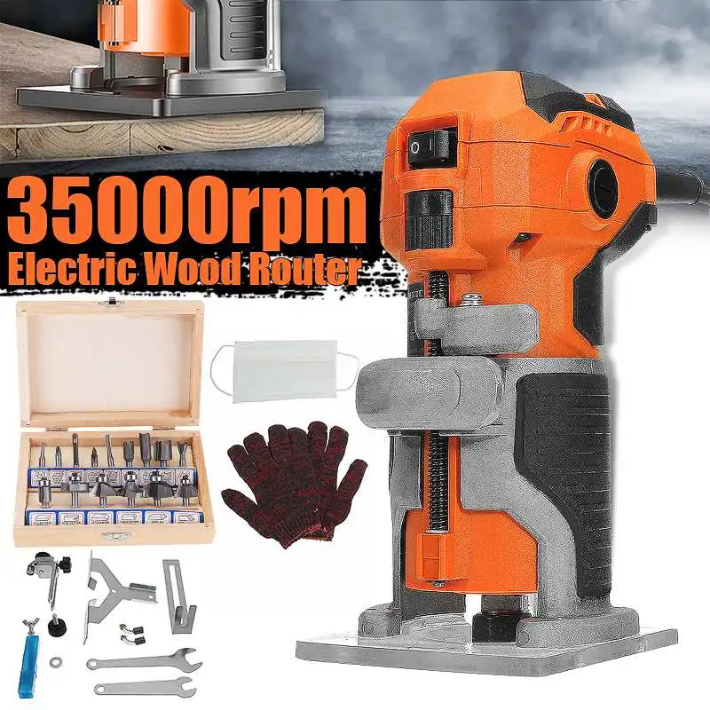 

1280W Electric Trimmer 35000Rpm Wood Trimmer Milling Machine Electric Hand Trimmer Edge Joiners Woodworking Tool 110V/220V