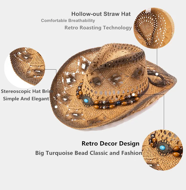 Шляпа от солнца в стиле ретро для мужчин и женщин соломенная ковбойская шляпа с