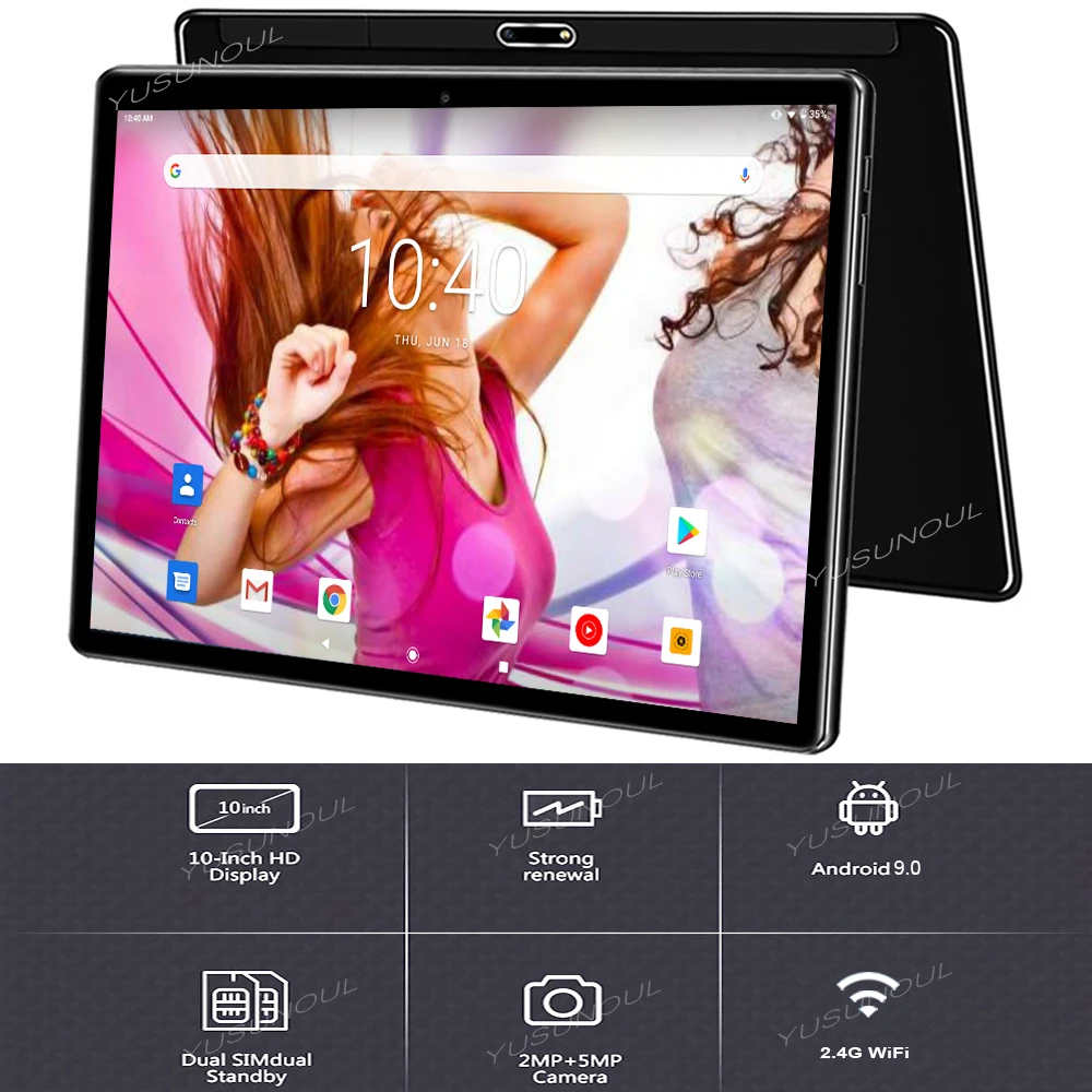 

Nice Design Loud Dual Speaks 10 inch 2+32GB ROM android 9.0 2.5D Glass tablet IPS Screen Dual SIM Card Play Store Tablets 10.1"