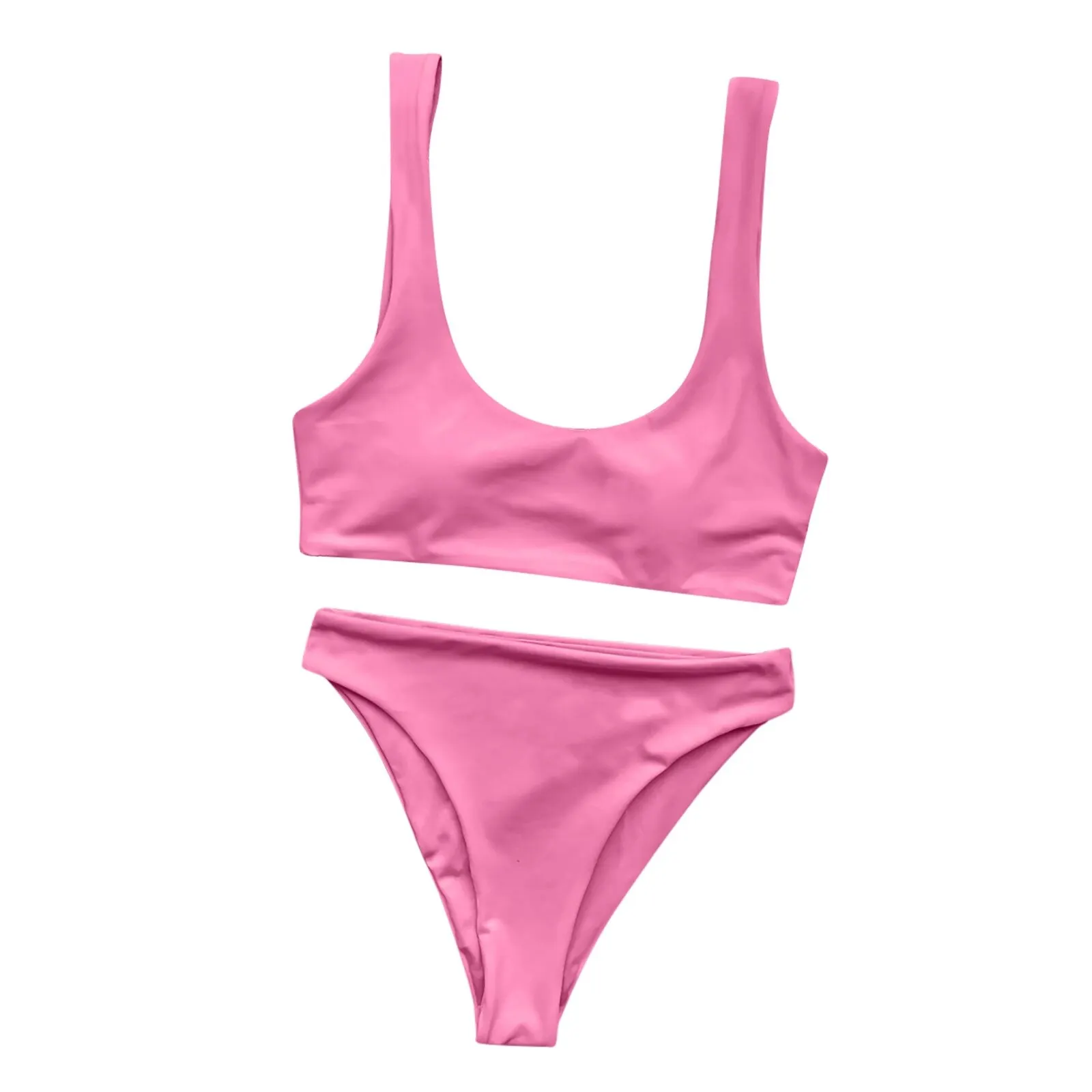 

Biquini Brazilian Summer Beach Bathing Suit Swim Wear Women's Sexy High Cut High Waist Plain Beach Swimsuit Double Side Swimwear