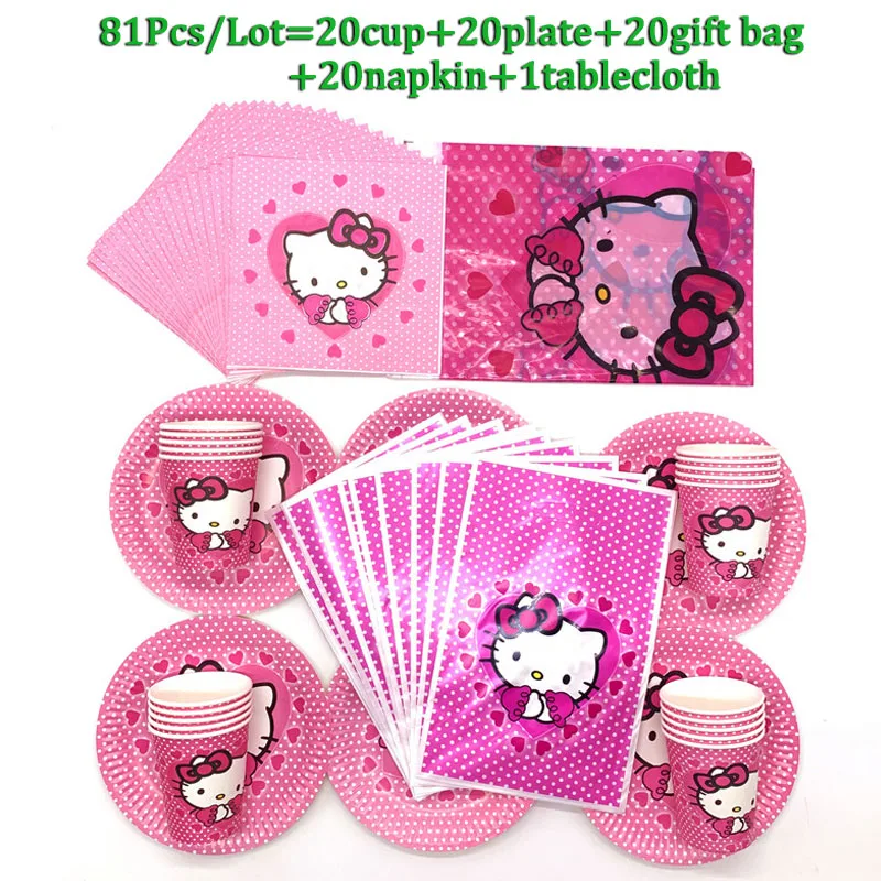 

Cat Theme Disposable Tableware Girls Party Supplies Paper Plate Cups Napkins Tablecloth Baby Shower Birthday Party Decor Flags