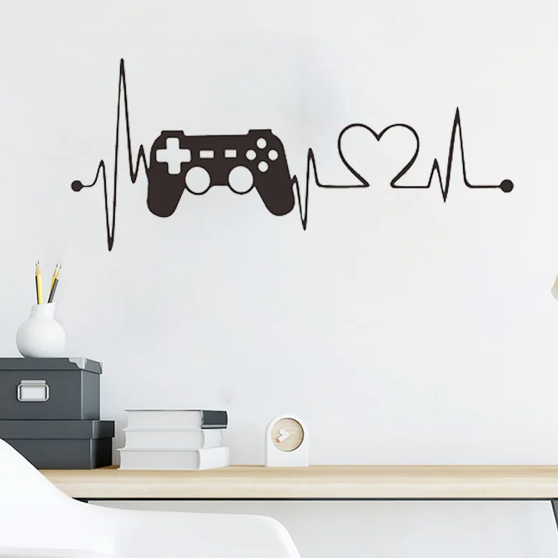 

Custom Gamer Name Gaming Room Wall Stickers Gamepad Game Controller Vinyl Home Decor Boys Play Room Removable Wallpaper