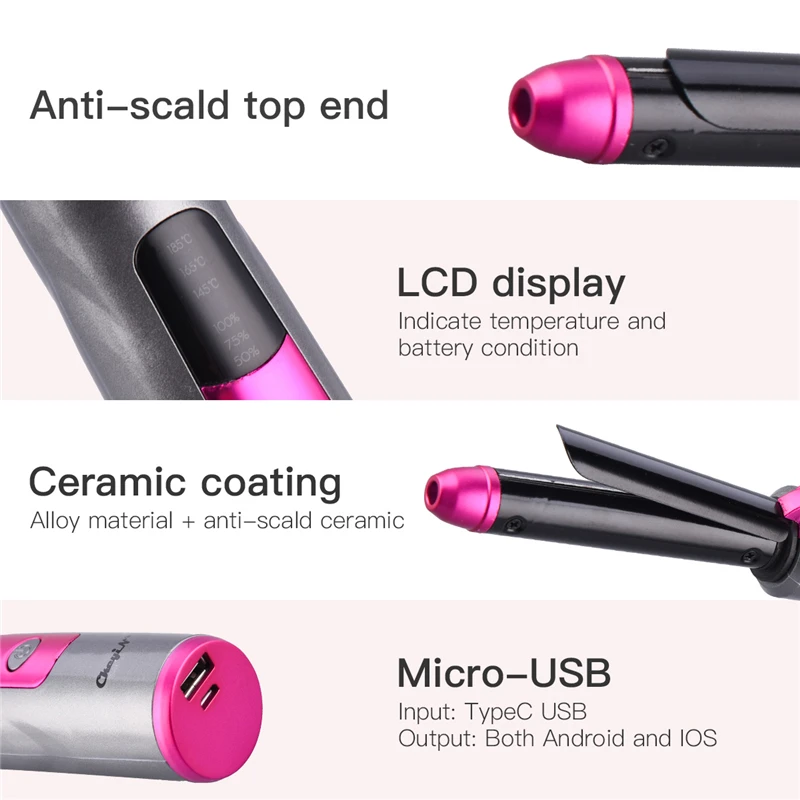 Конические щипцы для завивки волос 18 мм беспроводной ЖК-дисплей одна трубка