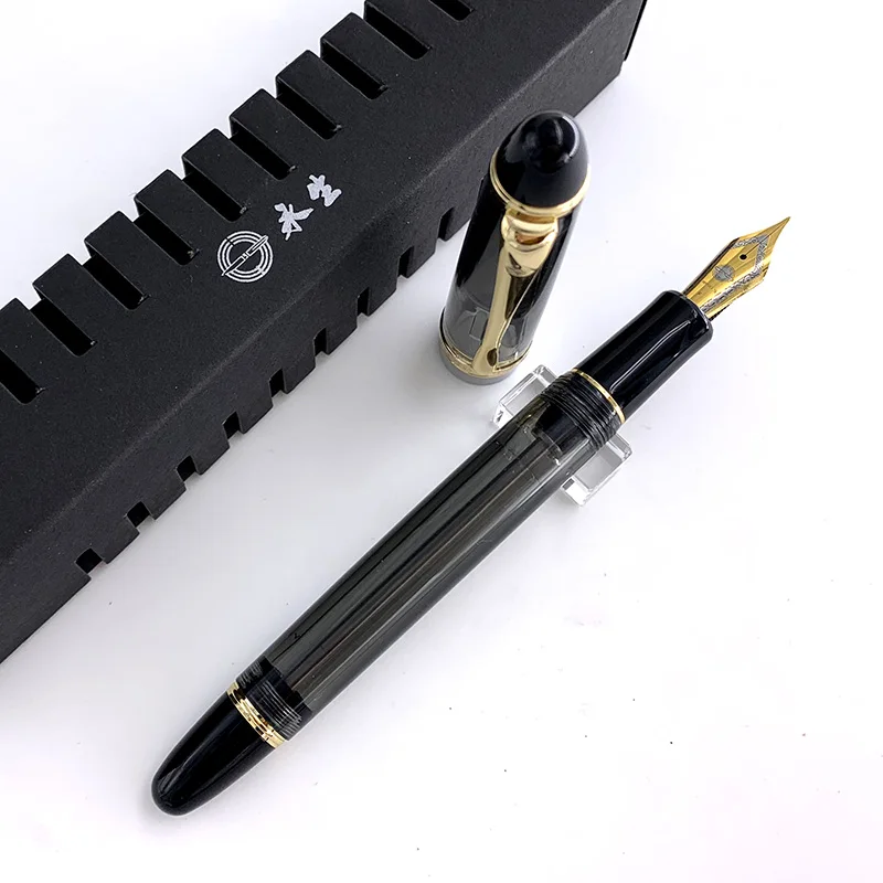 

699 Vacuum Filling Fountain Pen Wingsung Acrylic Transparent / Solid Section EF/F/M/Bent Nib with Box Office Gift Pen