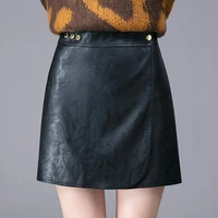 2021 fashion real sheepskin mini skirts casual row button genuine leather slim a line pack hip skirt high quality autumn winter