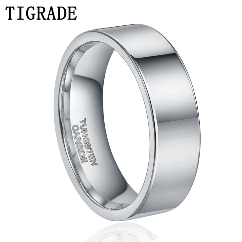 

TIGRADE 6mm Men Tungsten Ring Silver Color Male Wedding Band Tungsten Carbide Ring Engagement Wedding Rings Anel Drop shipping