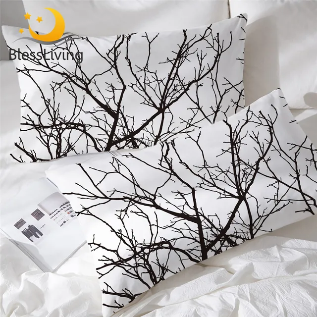 BlessLiving Tree Branch Pillowcase 3D Printed Decorative Pillow Case Weed Plant Bed Pillow Cover 50x75cm Nature Pillow Protector 1