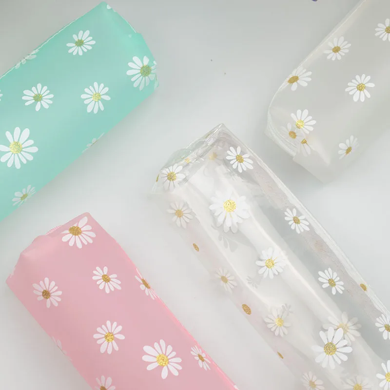 

NEW Kawaii daisy Pencil Case transparent daisy candy color Gift School Pencil Box Pencil Bag School Supplies Stationery 1pc