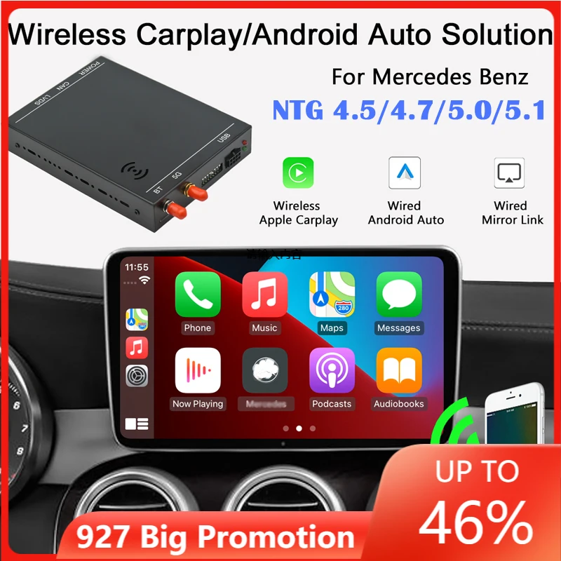 

For Benz A/B/C/E/V/CLA/GLA/GLK/GLC/ML/GLE/GLS W176 W212 W205 X253 Multimedia Apple carplay Android Auto Interface Decoder Box