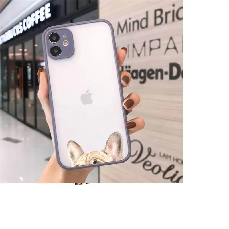 

Pug Dog French Bulldog luxury funda Phone Cases shell matte transparent For iphone 7 8 11 12 plus mini x xs xr pro max cover