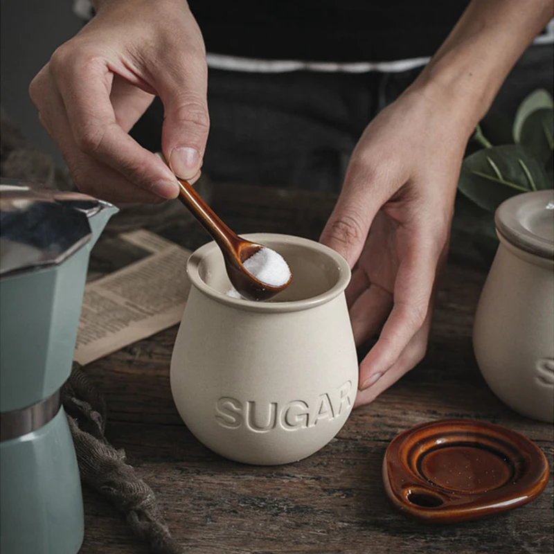 Японские керамические банки для хранения с крышкой в стиле ретро декоративная